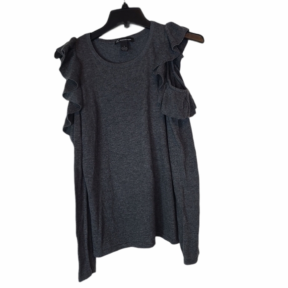 Inc International Concepts Grey Cotton Ruffle Long Sleeve Sweater Small NWT - Picture 6 of 8